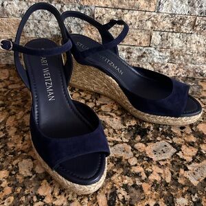 STUART WEITZMAN Tia Espadrille Wedge Sandal In Navy